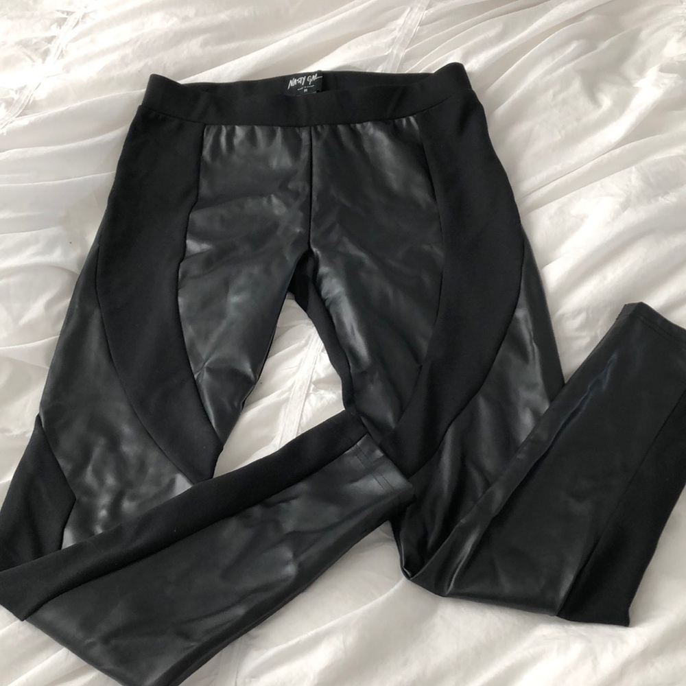 EUC LIKE NEW Nasty Gal Faux Real black leather leggings - Picture 3 of 6
